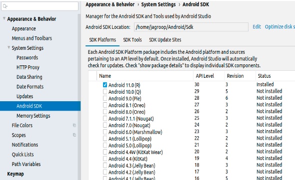 Android SDK Platforms