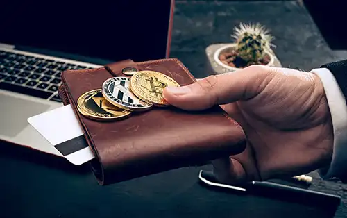 A Person Holding Physical Wallet with Bitcoin