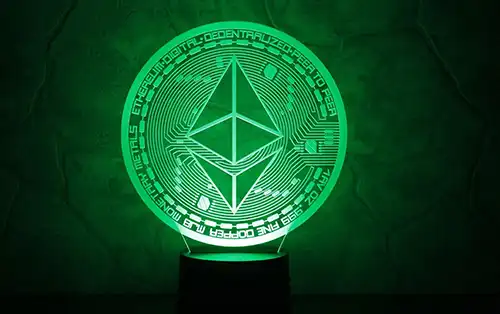 A Luminating Green Ethereum Symbol